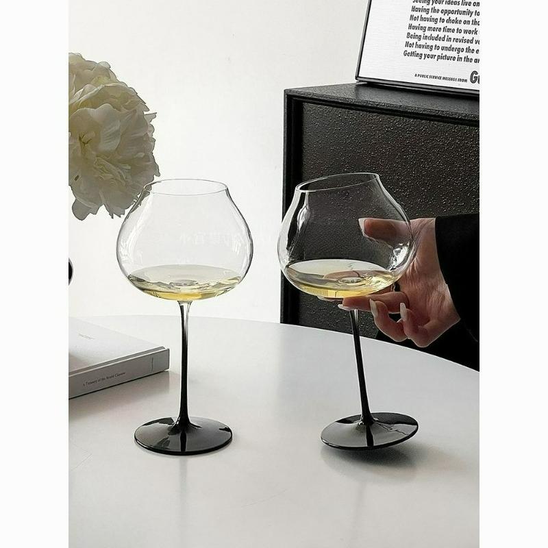 Lusso Francese Stelo Nero Ampia Coppa Bicchiere da Champagne Cristallo Ultra Sottile Calice da Vino per Home Bar Set Vintage da Dessert Brindisi Festa