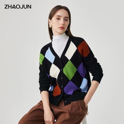 Zhaojun 2025 Podzim/Zima Vintage Vlněný Svetr pro Ženy