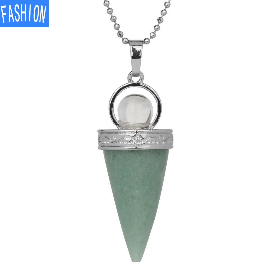 

Европейский и американский конус с подвеской из натурального аметиста, ожерелье, женская мода, индивидуальный свитер, оригинальные ювелирные изделия aventurine