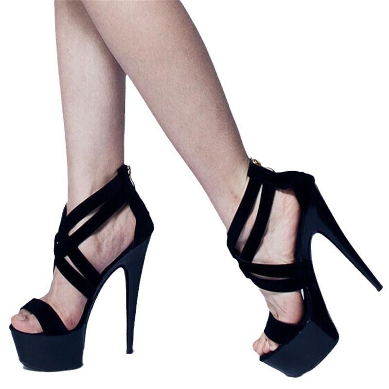 15Cm suede Roman sandals host high heels platform waterproof table sandals high heel table women's shoes