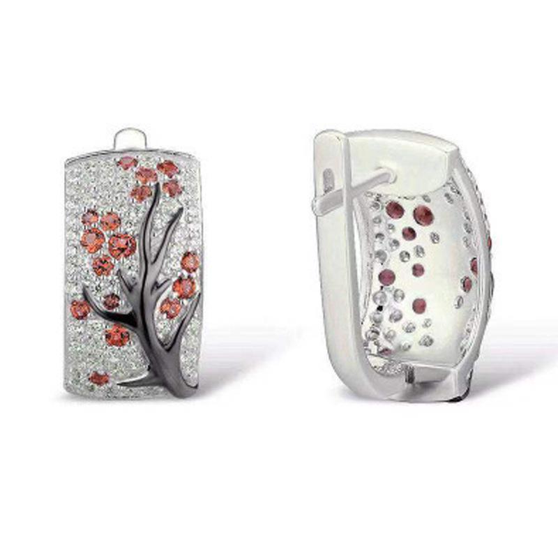 Цветы сливовой ветки Серьги-капли Женские Модные Прозрачные Серьги Винтажные Хрустальные Свадебные Высококачественные Серьги