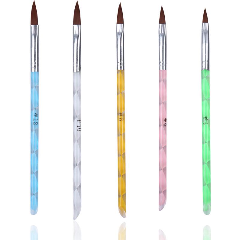 Nail Art Brush Liner Dotting Fan Design Acrylic Flat Crystal Painting Drawing Carving Pen UV Gel Manicure Tool Set