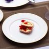 Jingdezhen White Porcelain Steak Plate Sushi Dessert Flat Plate Gold Edge Hotel Restaurant Dinner Dish Round Western Food Plate