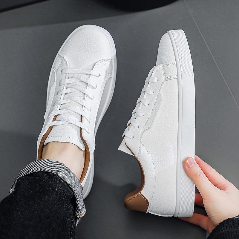 Men's Sneakers PU Leather Casual Shoes Spring Fashion Lace Up Outdoor Men Shoes Breathable Running Shoe Low-top Business Shoes
