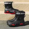 Men's Closed Rain Shoes Short Tube Non-slip Waterproof Fashion Water Boots Warm Rubber Shoes Fishing Work Elastic Short Water Shoes
