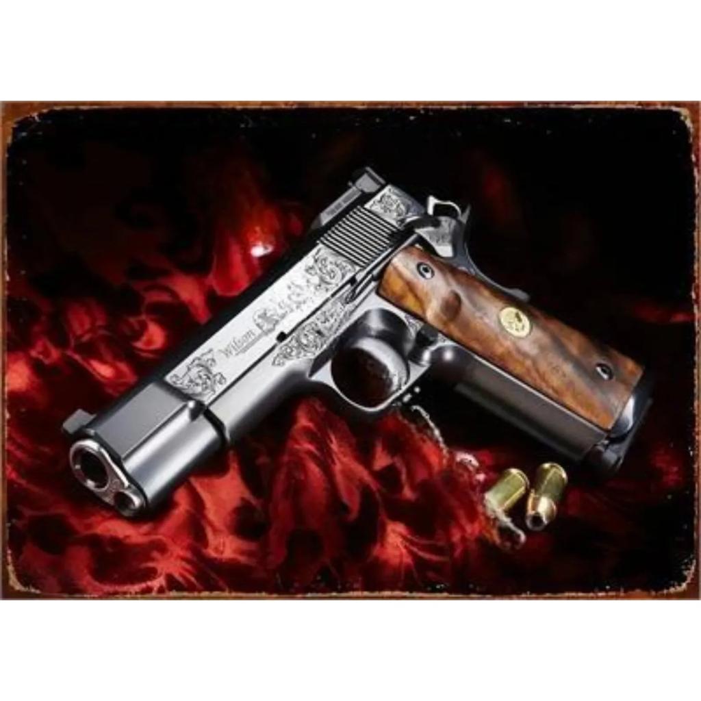 Vintage NEW Pistol HD Tin Painting Metal Sign Poster Home Living Room Bar Club Party Man Cave Art Wall Decorativ Iron Painting