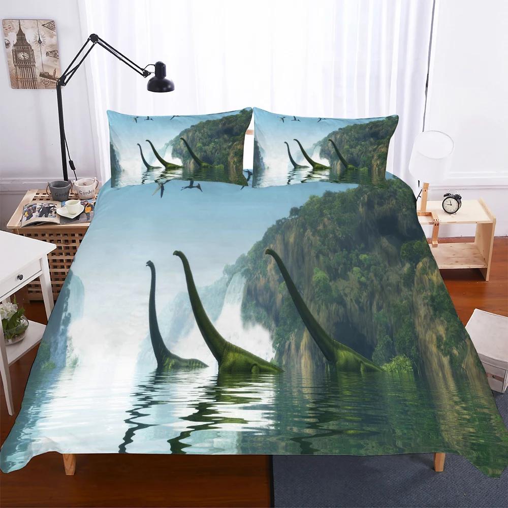 Boy Duvet Cover With Kid Pillow Case Dinosaur Quilt Cover Bed Sets Full Kids Comforter Bedding Cover Bedroom Set High Quality