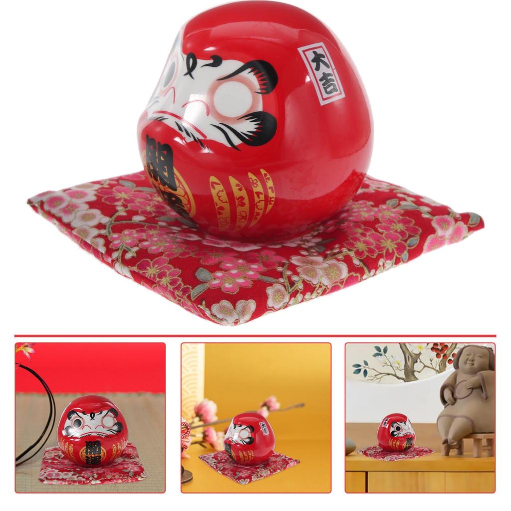 NUOLUX Daruma Japanese Interior Good Lucky Good Traditional Ornament Figurine, 9cm, Style, Decor, Fortune, Charm, Family, Wealth, Honor, Luck, Craft,