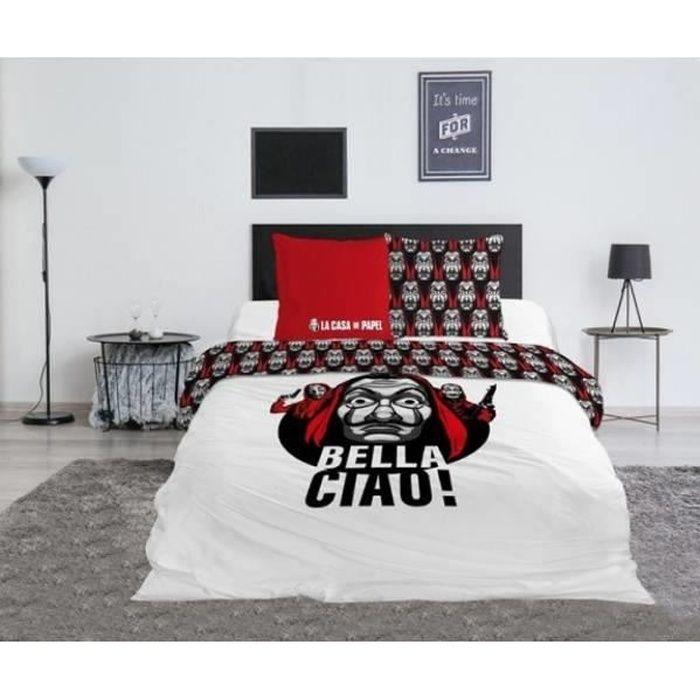 Housse de couette - BELLA CIA0 - Casa de Papel - 240x220 cm - Coton - 2 taies 65x65 cm