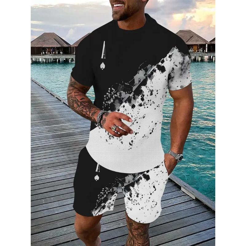 Popular Men's T-shirts Shorts Set 3D Crown King Print Casual Hawaiian Tee Suit Summer Men Women Tracksuit 2 Piece Jogger Outfits