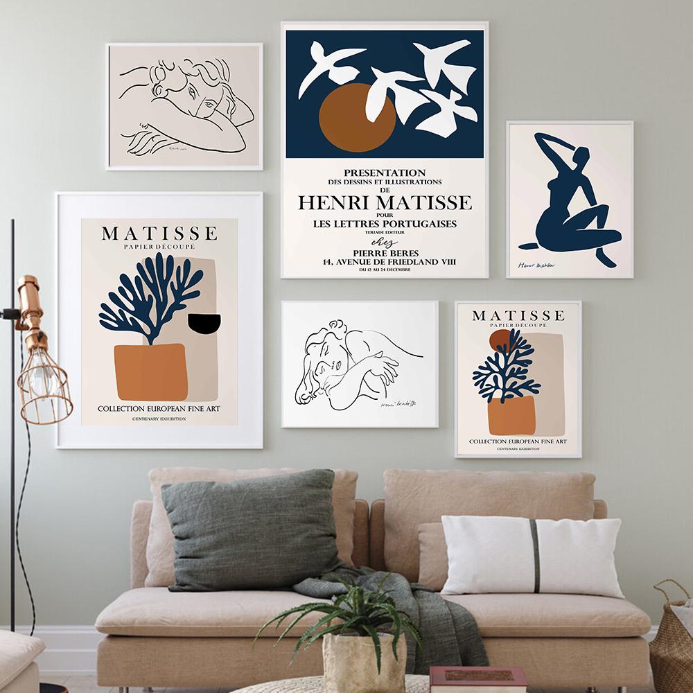 

Абстрактная картина маслом Матисса с вырезом лица, кораллового листа, настенная живопись маслом, скандинавские плакаты и гравюра