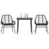 3 Piece Black Poly Rattan Outdoor Dining Set