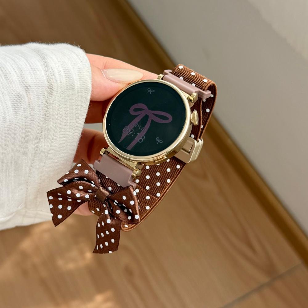 18/20/22mm Polka Dot Bow Nylon Watch Strap with Magnetic Clasp Replacement Band for Women Compatible with Huawei, Samsung Garmin Xiaomi Smart Watch