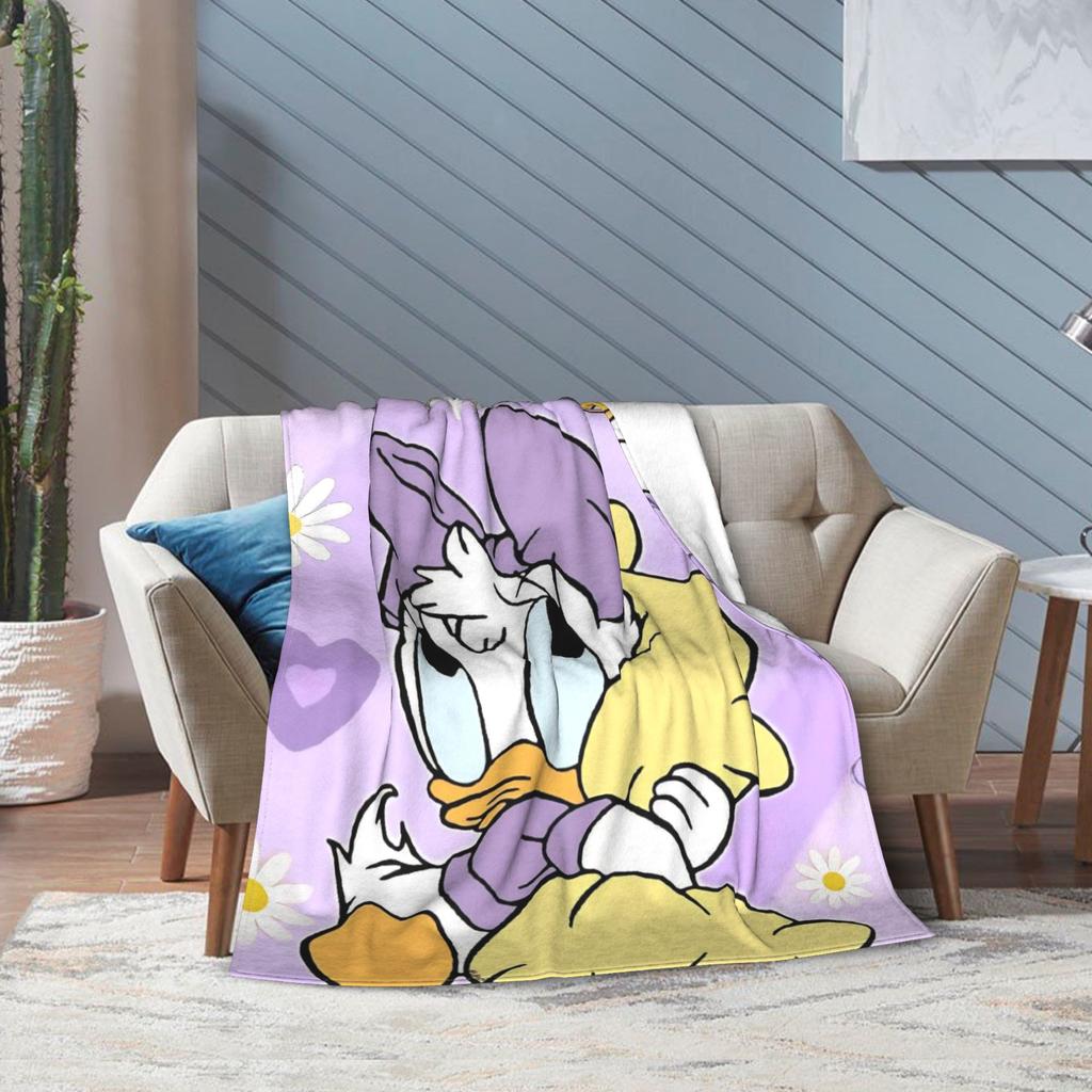 Funny Cute Daisy Duck Blanket Multiple Sizes Warm Cozy Fluffy Throw Blankets for Sofa Couch and Bed