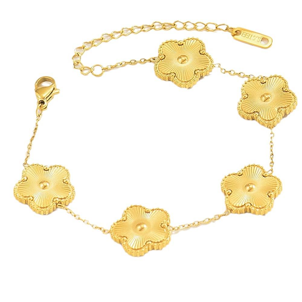 Elegant Five-Petal Flower Women's Bracelet - Luxurious, Shiny, and Minimalistic