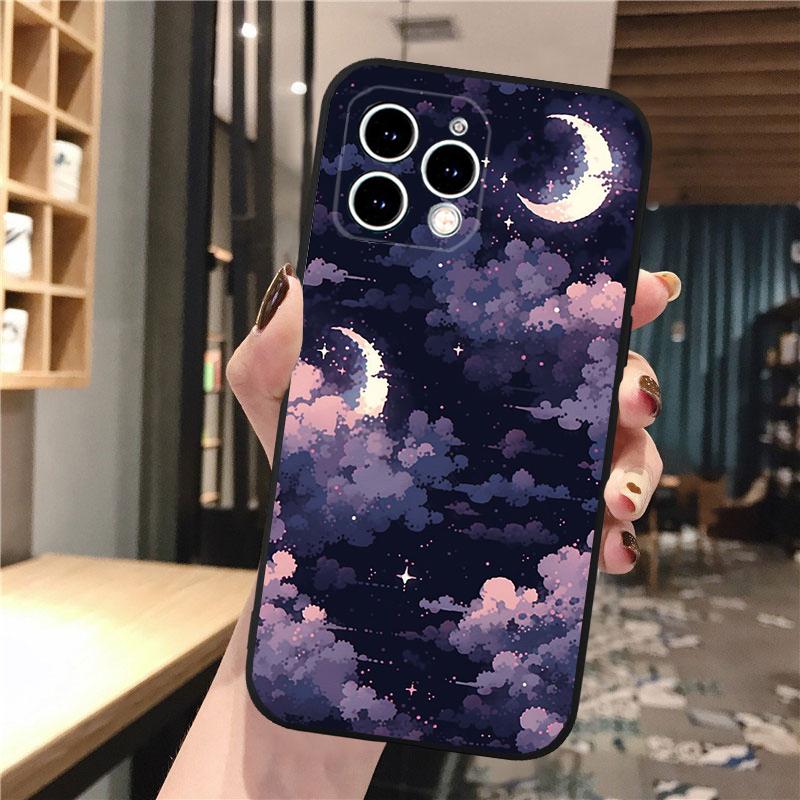 Scenery Anime Art Night Sky Stars moon Phone Case For iphone 17 Pro Max Air 16 15 14 13 Pro Max 15 16 Pro 15Plus