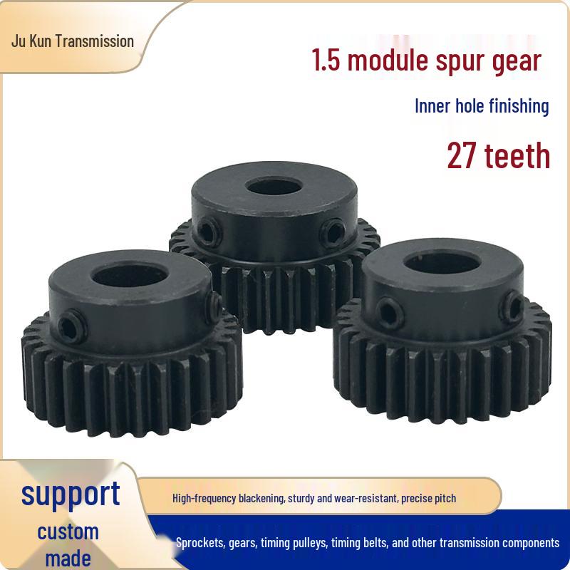 Blackened Spur Gear, 1.5 Module, 27 Teeth, Motor Boss Gear Rack, Inner Hole 8/10/12mm