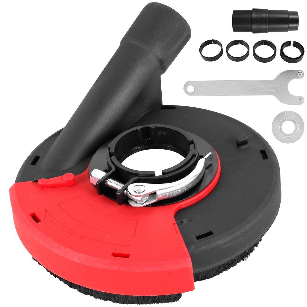 100/125mm Angle Grinder Dust Cover Dust Collector Face Cover with Connector Built-In Bristle Angle Grinder Attachment