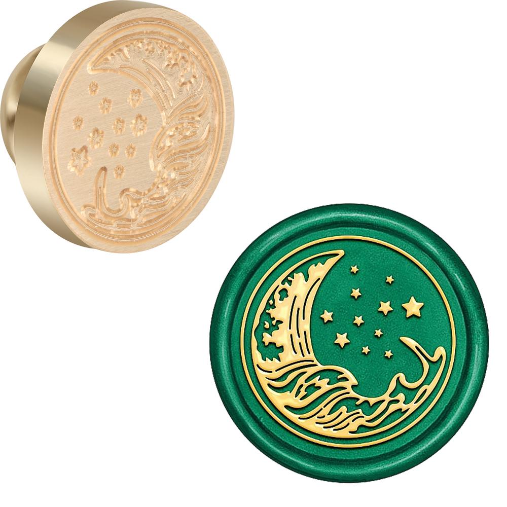 Marine Life Theme Wax Seal Stamp Retro Sealing Wax Stamp Dolphin, Wave Pattern Removable Brass Head for Envelope Card Package