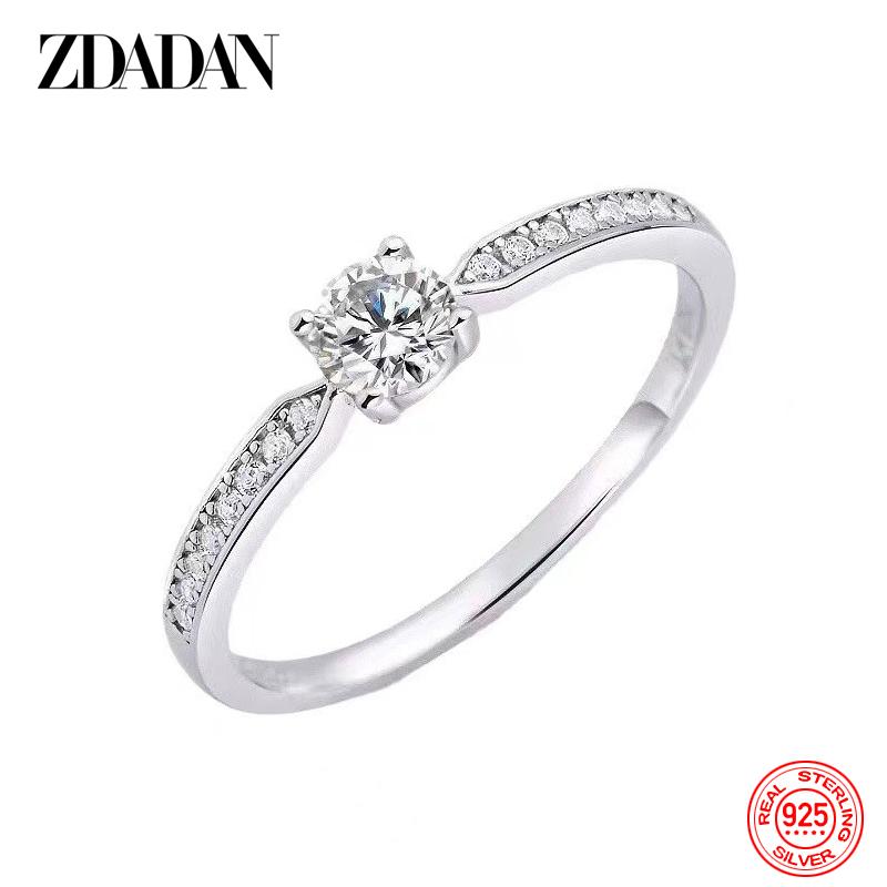 925 Sterling Silver 18K Gold Moissanite Ring for Women Fashion Jewelry resizable серебряный