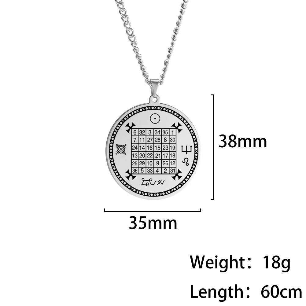 

LIKGREAT Saturn Jupiter Solomon Necklace Magic Square Talisman Stainless Steel Occult Pendants Jewelry Valentine s Day Present 60cm