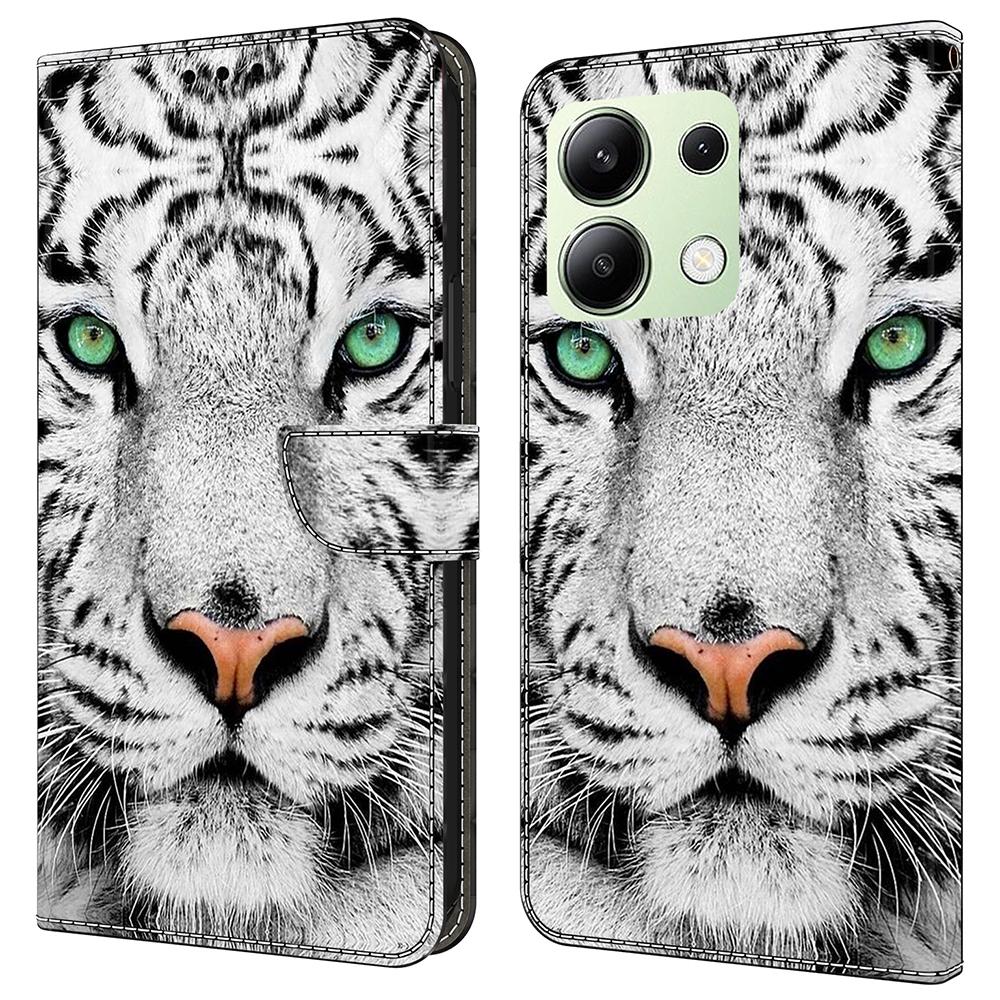 For Xiaomi Redmi Note 13 4G Case Pattern Printed Protective Cover TPU+PU Leather Flip Phone Case