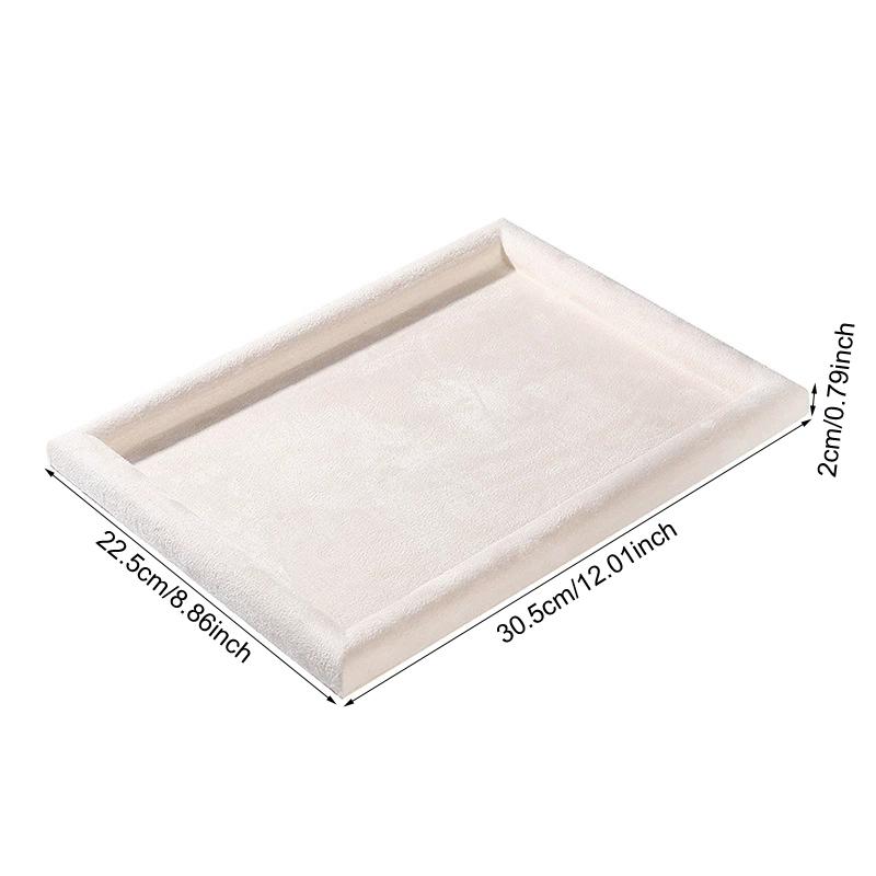 Elegant Beige Velvet Jewelry Display Tray Necklace Bracelet Earrings Ring Storage Viewing Trays Counter Jewellery Showcase Props