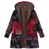 Printed Hooded Long Sleeve Coat Oversized Vintage Women Autumn Winter Warm Plush Jacket Casual