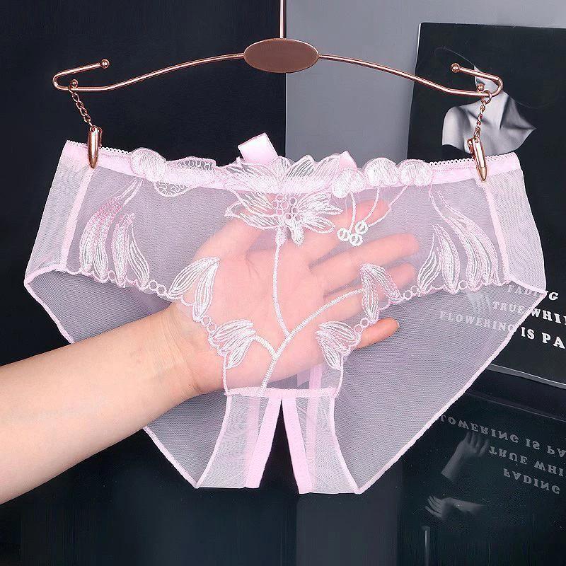 Crotchless Women's Sexy Panties Underwear Transparent Lingerie Woman Underwear for Sex Sweet Bow Crotch Open Panties
