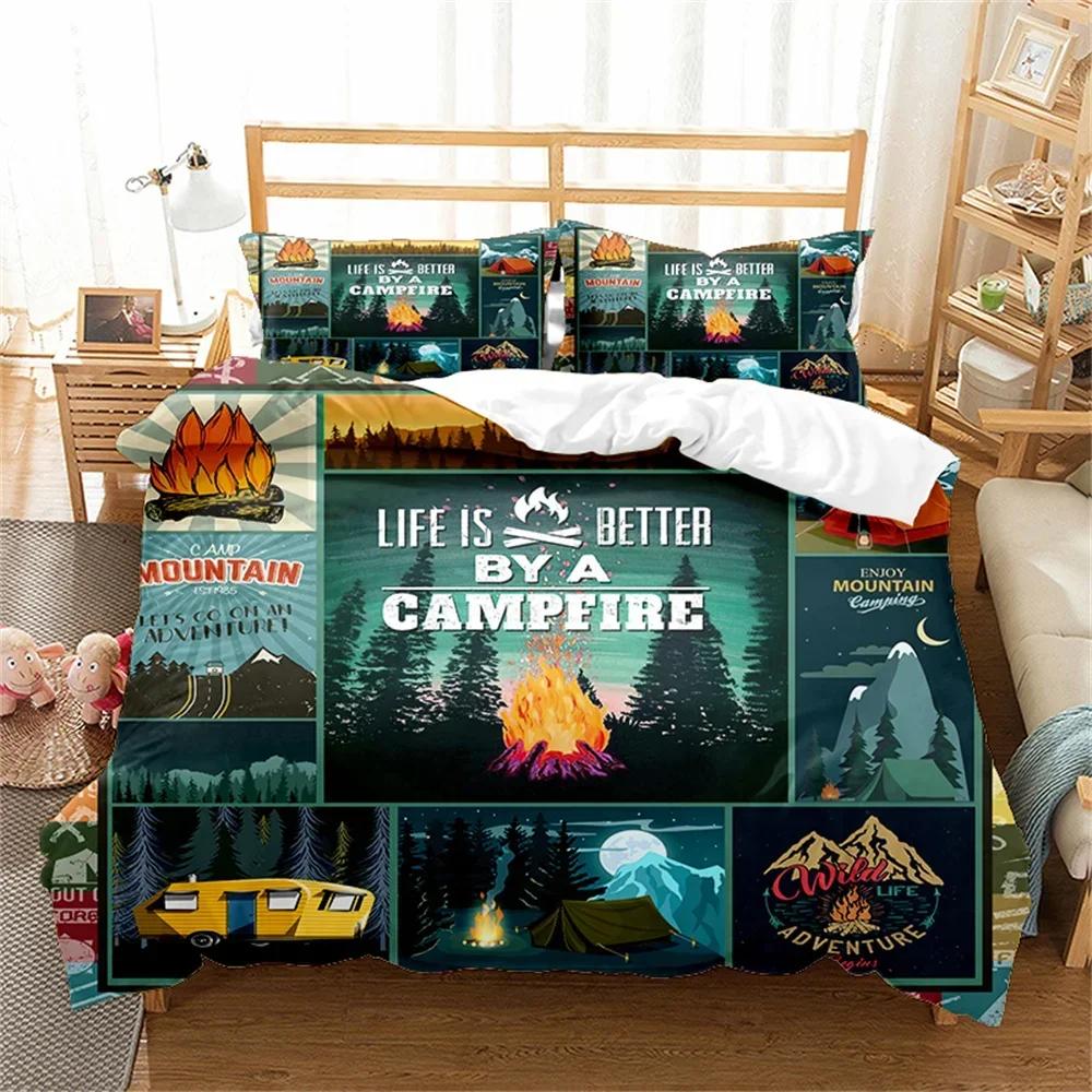 3D Print Natural Landscape Camping Night Sky Comfortable Duvet Quilt Cover Pillowcase Bedding Set Children Bedroom Home Textile