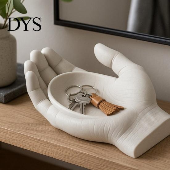 Stolní držák na psací potřeby Tvar dlaně Podnos na šperky, Dekorativní plastová ruka Soška Miska na drobnosti, Tvarovaný organizér na prsteny Klíče a kosmetické doplňky