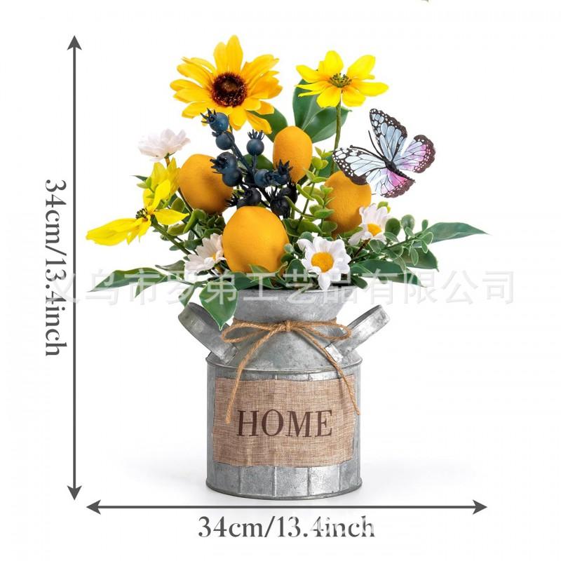 Artificial Lemon Peony Wreath Wall Hanging Decor Door Home Festival Party Decoration