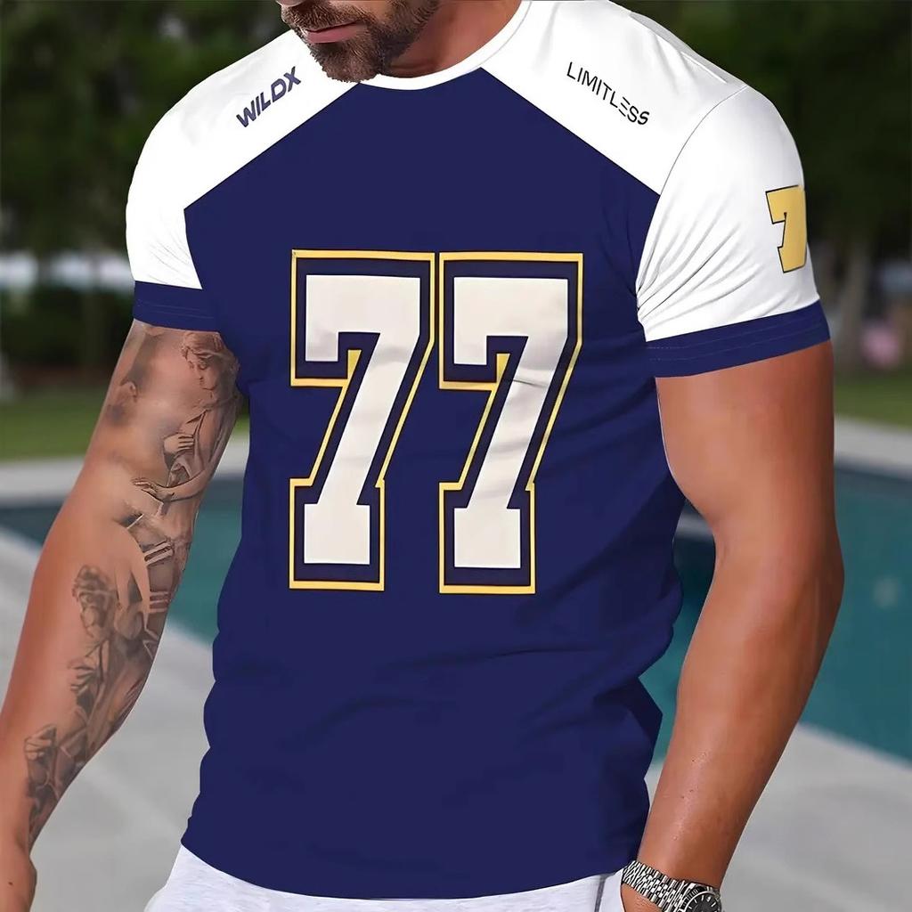 Summer Round Neck 3D Jersey Print Top Fashionable Casual Breathable Short Sleeved Men's T-shirts