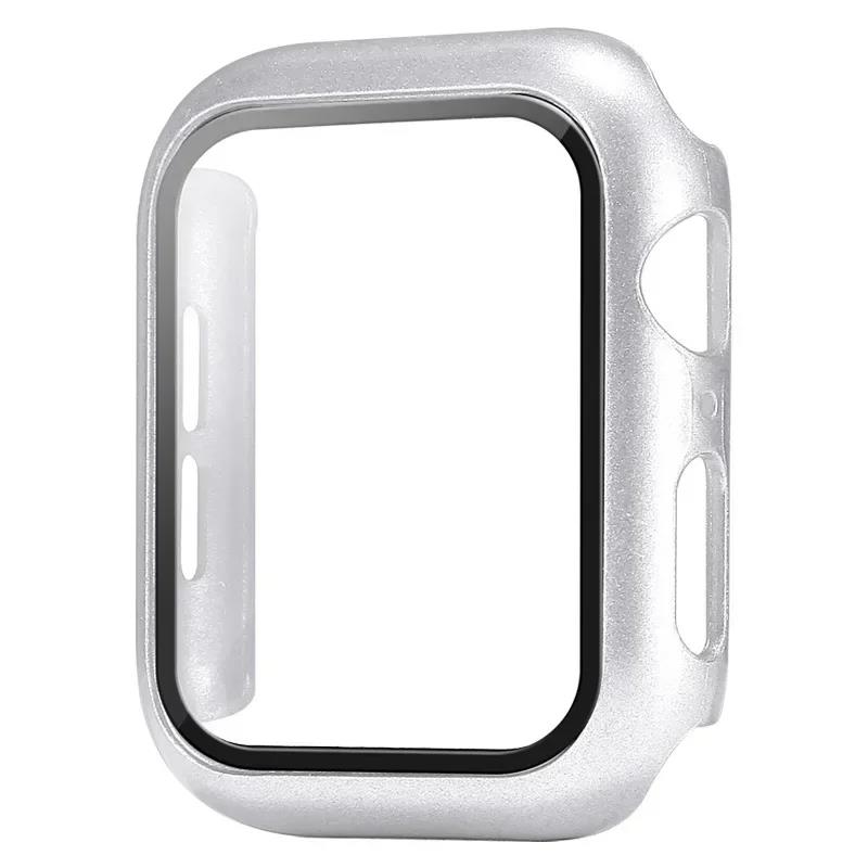 Tempered Glass+cover For Apple Watch Case 45mm 44mm 42mm 41mm 38-40mm PC bumper Screen Protector iWatch series 9 8 7 se 6 4 5 3 7