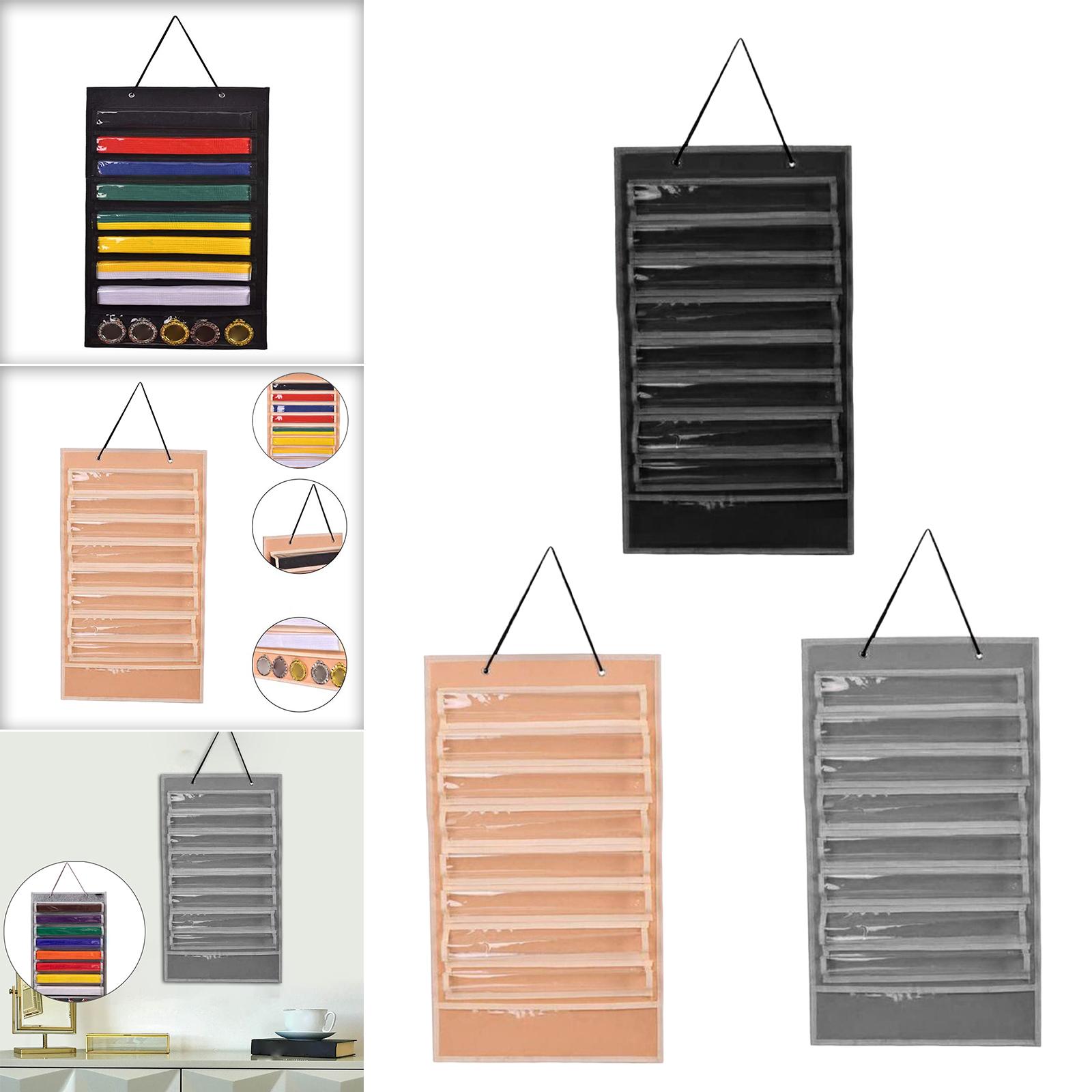 Martial Arts Belt Display Dustproof Wall Hanging Durable Taekwondo Belt Display Black