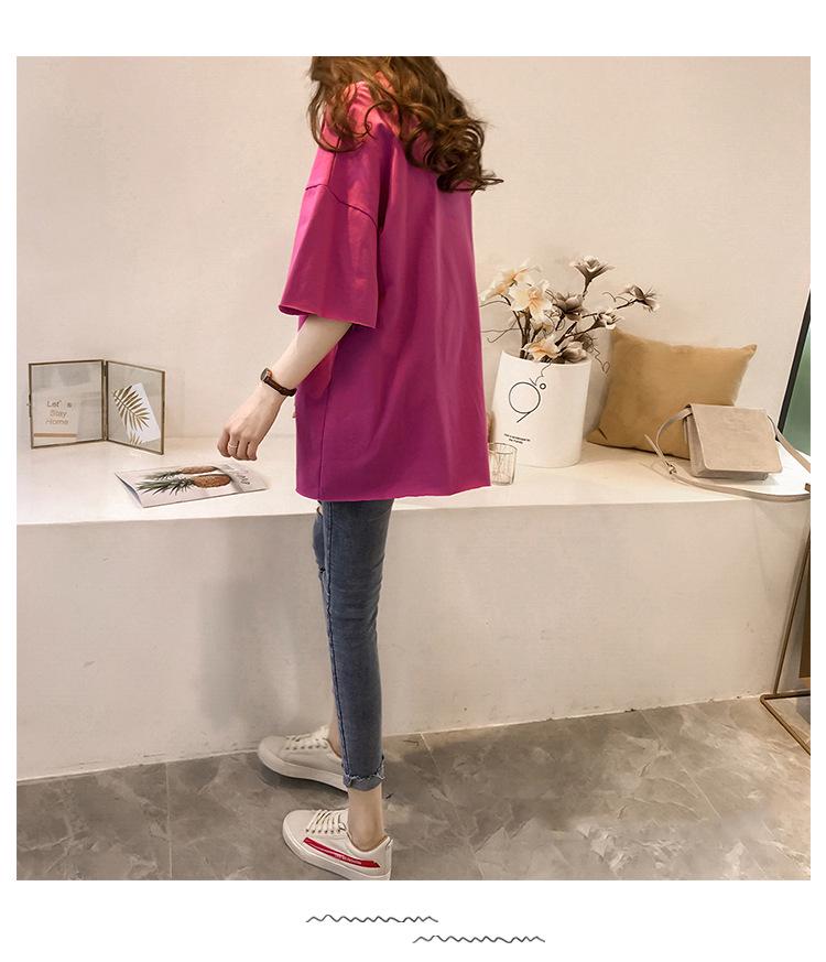 Women's Candy Color Summer T-Shirt - 2019 Korean Style Loose Short Sleeve