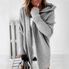 2025 New Knitted Hoodie Sweater Temperament Commuter Bat Type Loose Solid Color Hooded Sweater Jacket Women