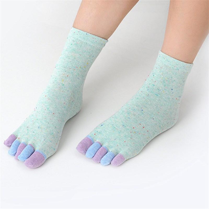 Toe Socks Women's Mid-Calf Sweat Pure Cotton Color Finger Spring