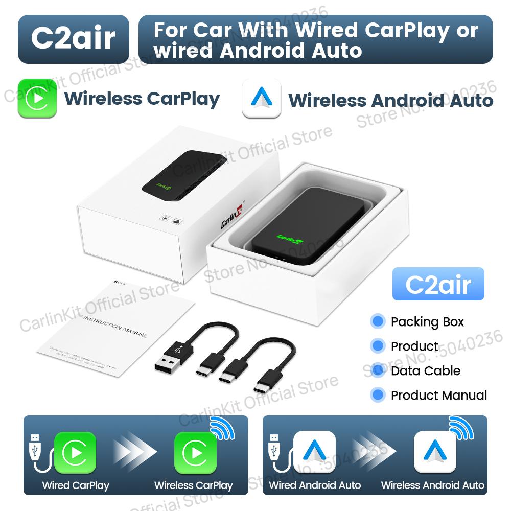 

CarlinKit 5.0 C2Air Беспроводной Адаптер Беспроводной CarPlay Android Auto Блок Для Штатных Автомобилей Plug and Play WiFi Bluetooth Автоматическое Подключение CarlinKit Genuine