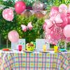 31Pcs 12inch Pink Bow Balloons Set Hot Pink Rose Dots Bow Foil Balloon with Ribbon Birthday Party Balloons