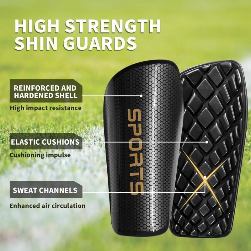 Football Shin Guards With Compression Socks Set Adults Teens Soccer Protection Gear