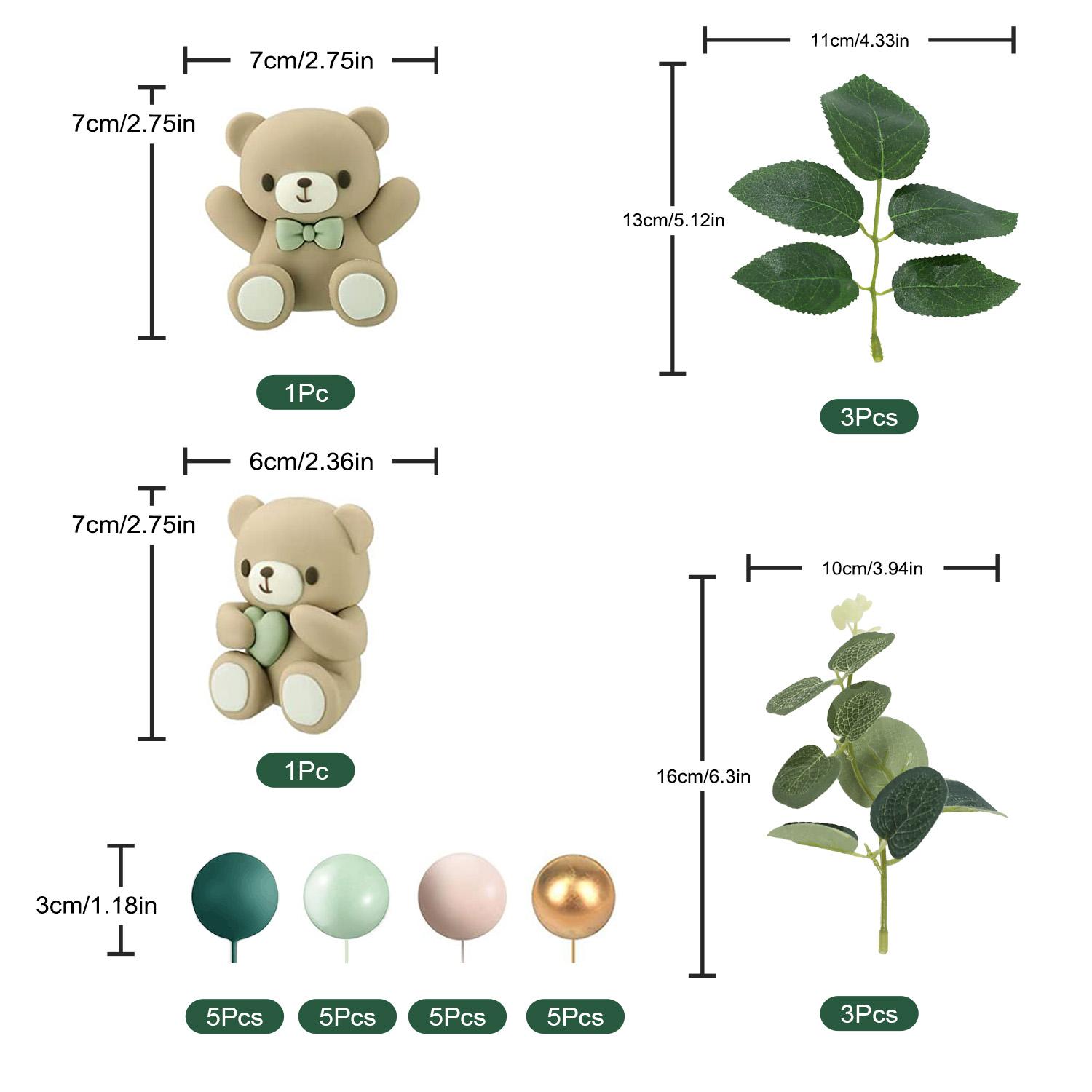 Ball Cake Topper Bear Cake Topper Baby Shower Cake Decorations with Cute Bear Green BABY Letter for Baby Shower Cake Topper
