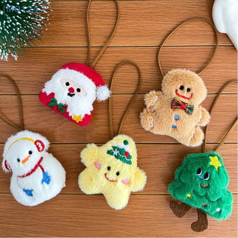 Cute Cartoon Christmas Plush Doll Pendant Christmas Tree Santa Claus Can Write Name Prevent Loss Pendant Decoration Gifts
