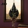 Gothic Flower Pot Bat Shaped Hanging Planter, Plant for Indoor Outdoor Garden Distinctive Landscaping Holder Wall Decor, Unique Wing Flowerpot