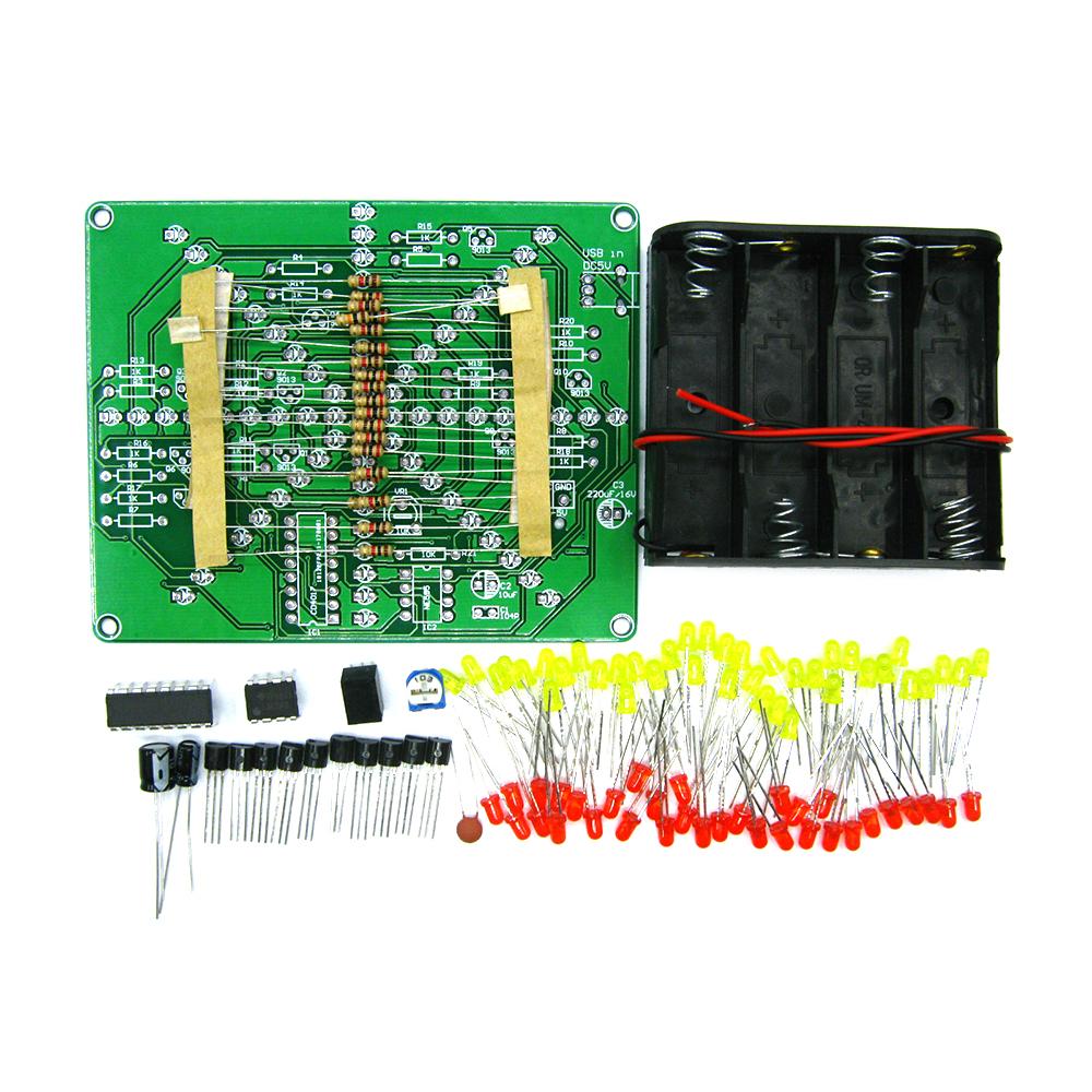 Electronic DIY Kit Flash Light Kits 73 LEDs Red Yellow Dual-Color Flashing Soldering Practice Board PCB Circuit Training Suite