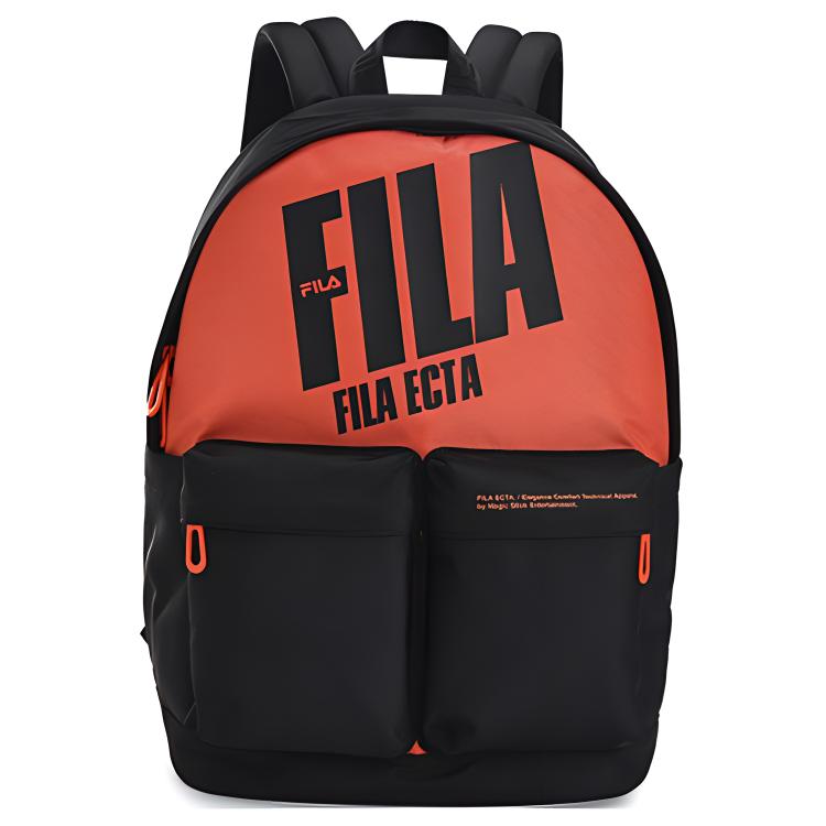 FILA Fashion Casual Color Block Large Capacity Big Logo Fabric Backpack Unisex Backpack Vermilion F13U249132F-OR XS