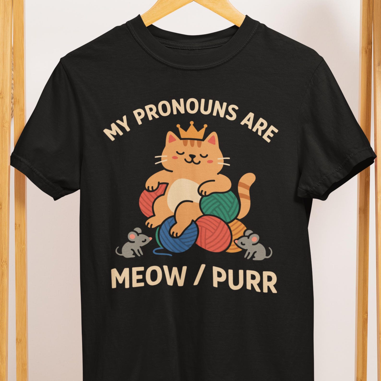 Cat Pronouns Shirt: Comfort Colors 1717 Tee - My Pronouns Are Meow Purr 3XL