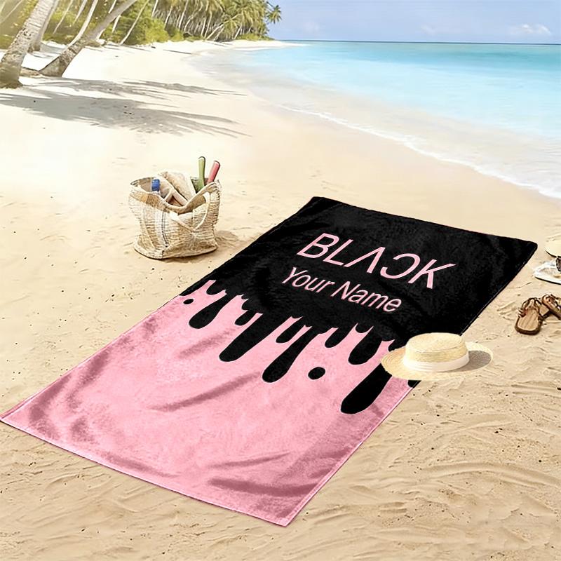 Custom Name Blackpink Print Beach Towel, Large Soft Quick Dry Towel for Beach Camping Swimming -HE17