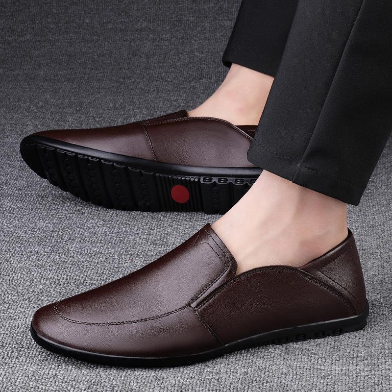 Men's shoes 2025 summer new trend flat-bottomed foot two wear stepping on heels leather shoes fashion outdoor business casual shoes men