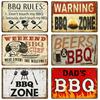 Vintage Tin Sign Dad`s BBQ Yard Outdoor Party Decoration Metal Sign Plate Retro Barbecue Decor